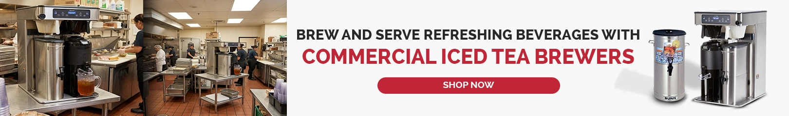 Commercial iced tea brewers for restaurants, cafés, cafeterias, and catering operations, designed to brew and dispense fresh iced tea efficiently in high-volume foodservice environments.