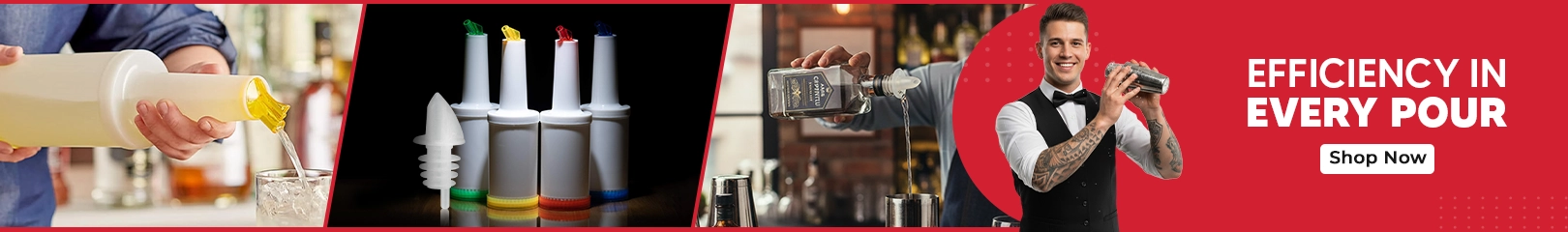 Liquor pourers and speed bottles used by bartenders for fast, accurate pouring in professional bar service.