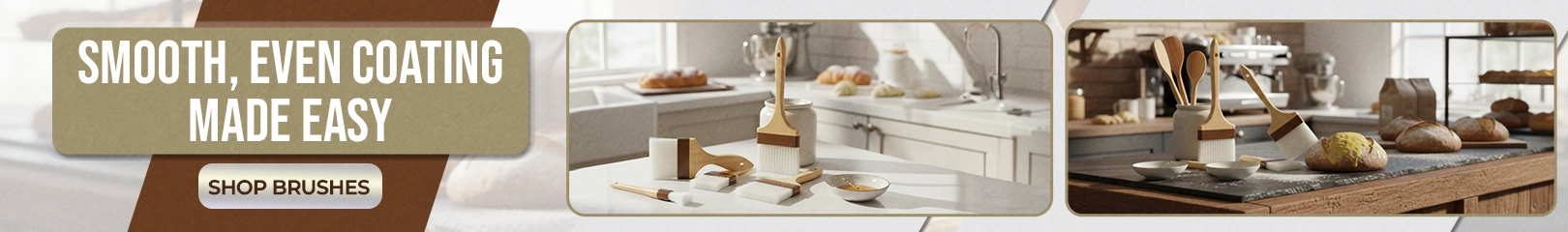 Pastry and baking brushes designed for smooth, even coating in baking and food preparation