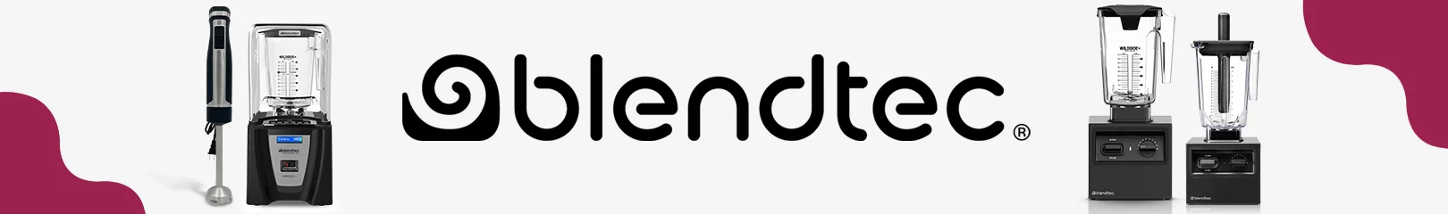 Blendtec commercial blenders and immersion blender for restaurants, cafés, smoothie bars, and foodservice operations with Blendtec branding.