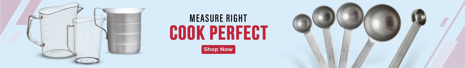 Measuring cups and stainless steel measuring spoons for accurate ingredient measurement in cooking and baking.