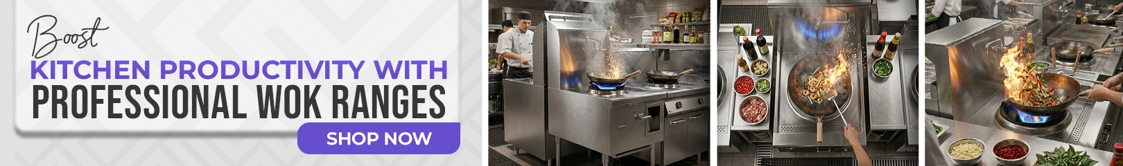 Professional commercial wok ranges for restaurants and Asian kitchens, designed for high-heat stir-frying, fast cooking performance, and increased kitchen productivity.