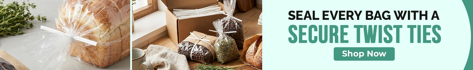 Plastic bread bags and food packaging sealed with secure twist ties for bakery, grocery, and commercial kitchen storage.