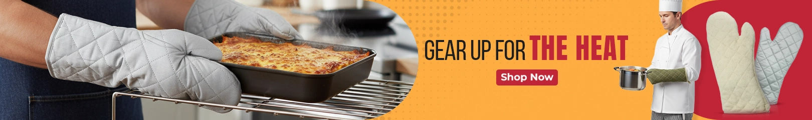 Heat-resistant oven mitts handling a hot baking tray, designed for safe cooking and protection in busy kitchens.