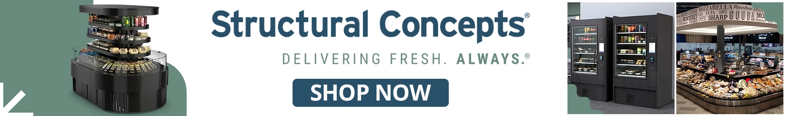 Structural Concepts commercial refrigerated display cases, grab-and-go merchandisers, and fresh food display solutions for grocery stores, cafés, restaurants, and foodservice operations.