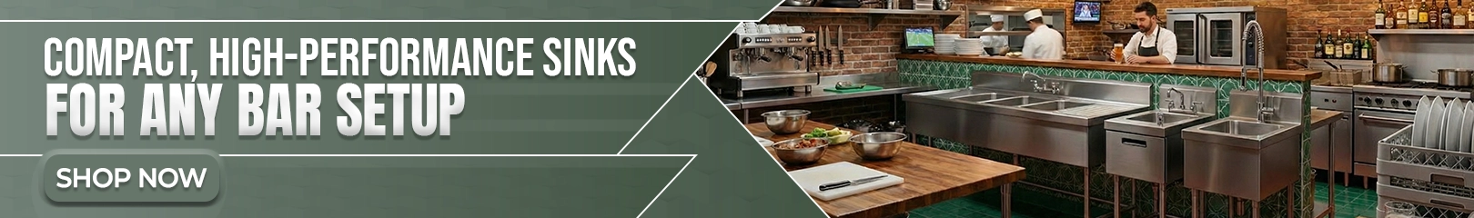 Compact high-performance sinks designed for efficient bar setups with durable stainless steel construction